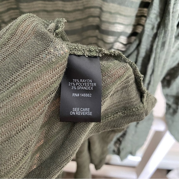Torrid Olive Green Shadow Stripe Drape Cardigan. Size 1. - Picture 4 of 10